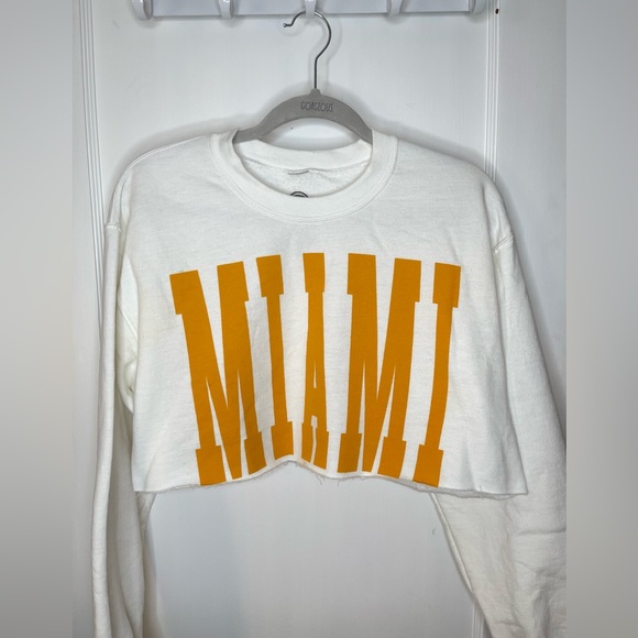 Miami Cropped Crewneck!🤍🧡 Size Small. - Picture 2 of 4